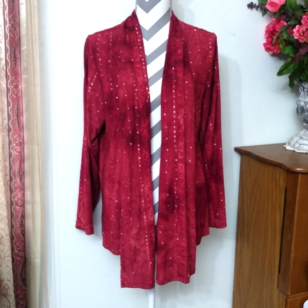 Only Nine Fancy Shiny Red Cardigan